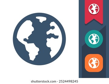 Globo, Tierra, Mapa, Planeta Icono. Profesional, ícono de píxel perfecto. Formato EPS 10.