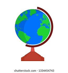 Globe Earth map world vector icon sign. Global travel planet sphere shape. Flat education symbol atlas simple
