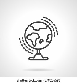 Globe Or Earth Model. Accessories For School Lessons. Geography, Astronomy. Vector Icon Simple Black Line Style. Single Design Element For Website, Business.