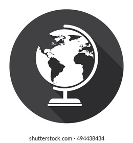 Globe Earth Model Black Web Icon Geography Concept Flat Vector Illustration