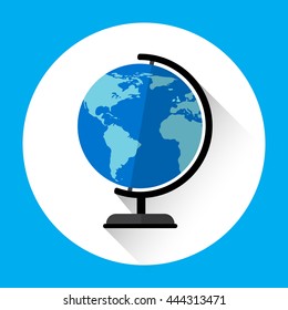 Globe Earth Model Icon Geography Concept Flat Vector Illustration