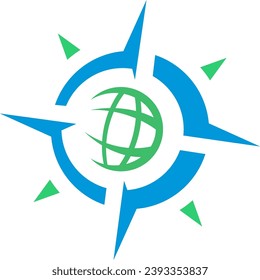 globe earth north star logo