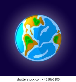 Globe earth object isolated on dark background, vector illustration. Icon