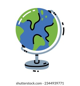 Globe with Earth and Ocean as School Item Vector Illustration