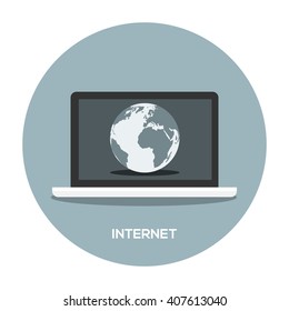 Globe earth on laptop