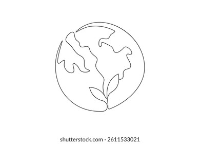 Globe of the Earth one line art planet minimalist design on white background hand drawn vector illustration
