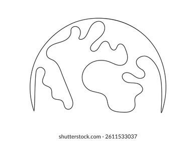 Globe of the Earth one line art planet minimalist design on white background hand drawn vector illustration
