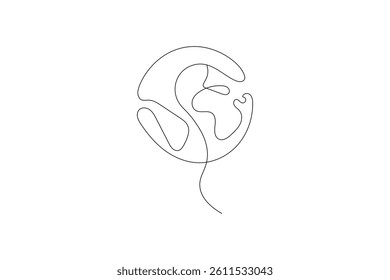 Globe of the Earth one line art planet minimalist design on white background hand drawn vector illustration
