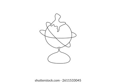 Globe of the Earth one line art planet minimalist design on white background hand drawn vector illustration
