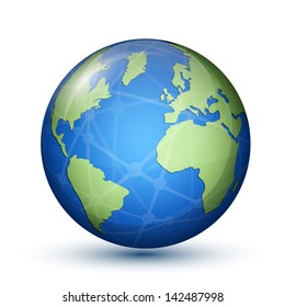 Globe. Tierra. Planeta. Concepto de comunicación global. Ilustración del vector