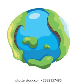 Globe earth planet icon. Cartoon illustration