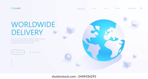 Globe of Earth planet icon. Global internet, navigation and worldwide delivery, travel, international business concept. Isometric vector illustration for visualization of business presentation