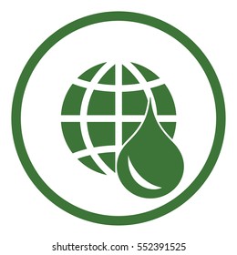 globe earth planet network water drop oil bio eco icon simple in circle