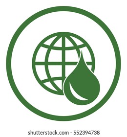 globe earth planet network water drop oil bio eco icon simple in circle