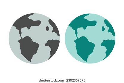 Globe, Earth, Planet. Vector illustration in flat style. Isolated on white background.