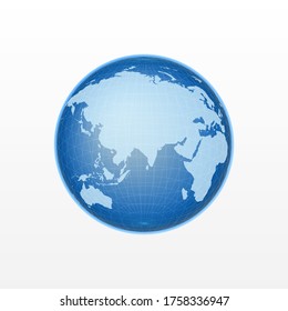 Globus der Erde. Realistische Weltkarte in globaler Form mit transparentem Raster. Vektorgrafik. Enthält transparente Objekte