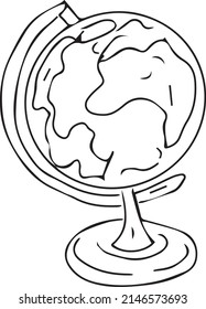 globe earth schooling oceans and seas continents graphic illustration hand drawn isolated element on white background sketch doodle