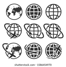 Globe earth set icon vector illustration