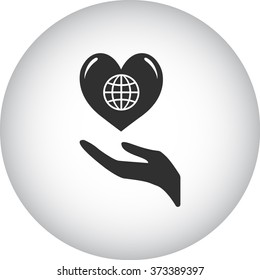 Globe Earth simple icon on round background