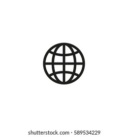 Globe earth symbol isolated on white background vector illustration. Worldwide cargo delivery and shipping service pictogram. International standard black packaging element