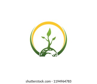 Globe earth tree logo vector 