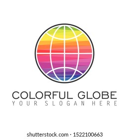 globe or earth using a variety of colors or rainbow image graphic icon logo design abstract concept vector stock. Can be used as a symbol related to group.