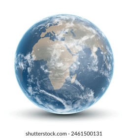 Globe earth vector 3d icon. Global realistic planet earth round digital isolated sphere modern concept