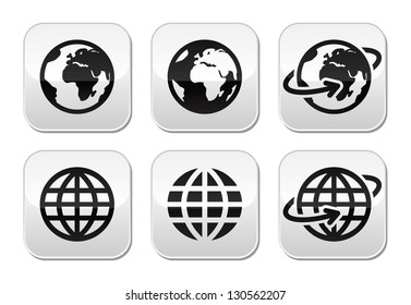 Globe earth vector buttons set