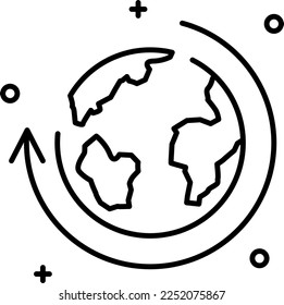 Globe Earth vector icon on transparent background. Outline Globe Earth vector icon