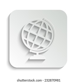 Globe earth - vector icon with shadow on a grey button