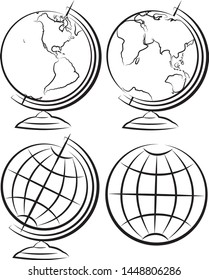 globe earth vector icon and symbol of the world, eastern and western hemisphere