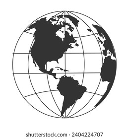 globe earth vector icon. World sphere map vector ilustration.