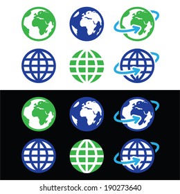 Globe earth vector icons in color