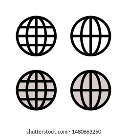 Globe earth vector icons set. Internet world vector