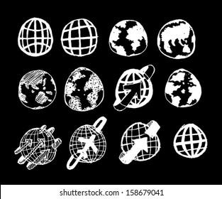 Globe earth vector icons set