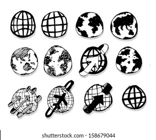 Globe earth vector icons set