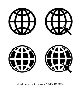 Globe earth vector icons set. Internet world vector