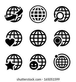 Globe earth vector icons set