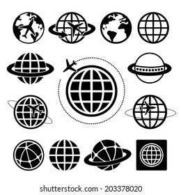Globe earth vector icons set  