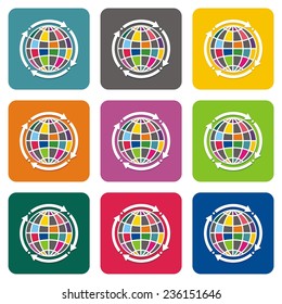 Globe earth vector icons set.