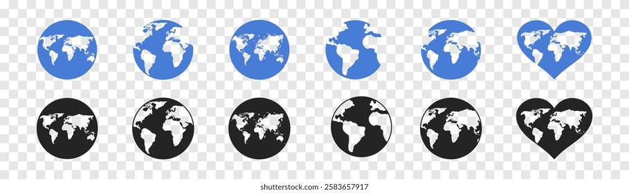 Globe earth vector icons set.	