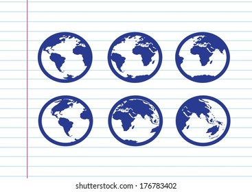 Globe earth vector icons themes idea design