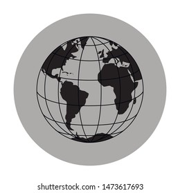 Globe Earth vector illustration. Black and white colors,isolated on background. Amazing for wallpers, logo,icon etc. Simply design