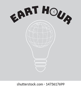 Globe Earth vector illustration. lightbulb version,earth hour. isolated on background. Amazing for wallpers, logo,icon etc. Simply design