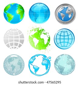Globe and Earth vector set