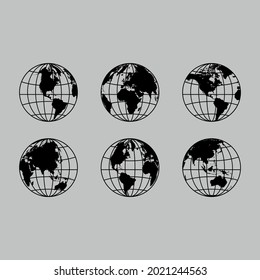 Globe Earth Vector set icon