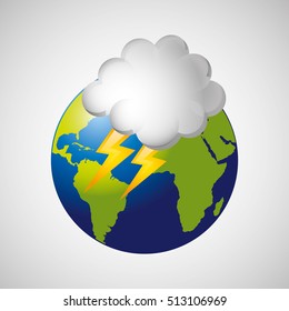 globe earth weather meteorology lightning vector illustration eps 10