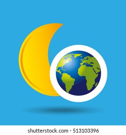 globe earth weather meteorology moon star vector illustration eps 10