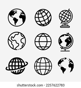 Globe earth, Web, website, homepage icon set, vector