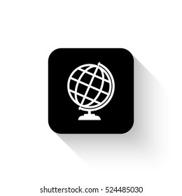 Globe earth - white vector  icon with shadow